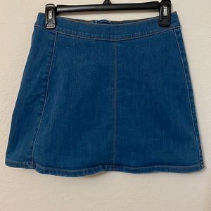 EXPRESS Jeans Skirt MINI Denim Blue Zipper Short zero 0 blend cotton polyester